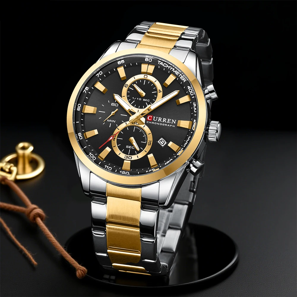 Chronograph Sport Watch - CURREN Casual Quartz Chrono Sportowe Marki
