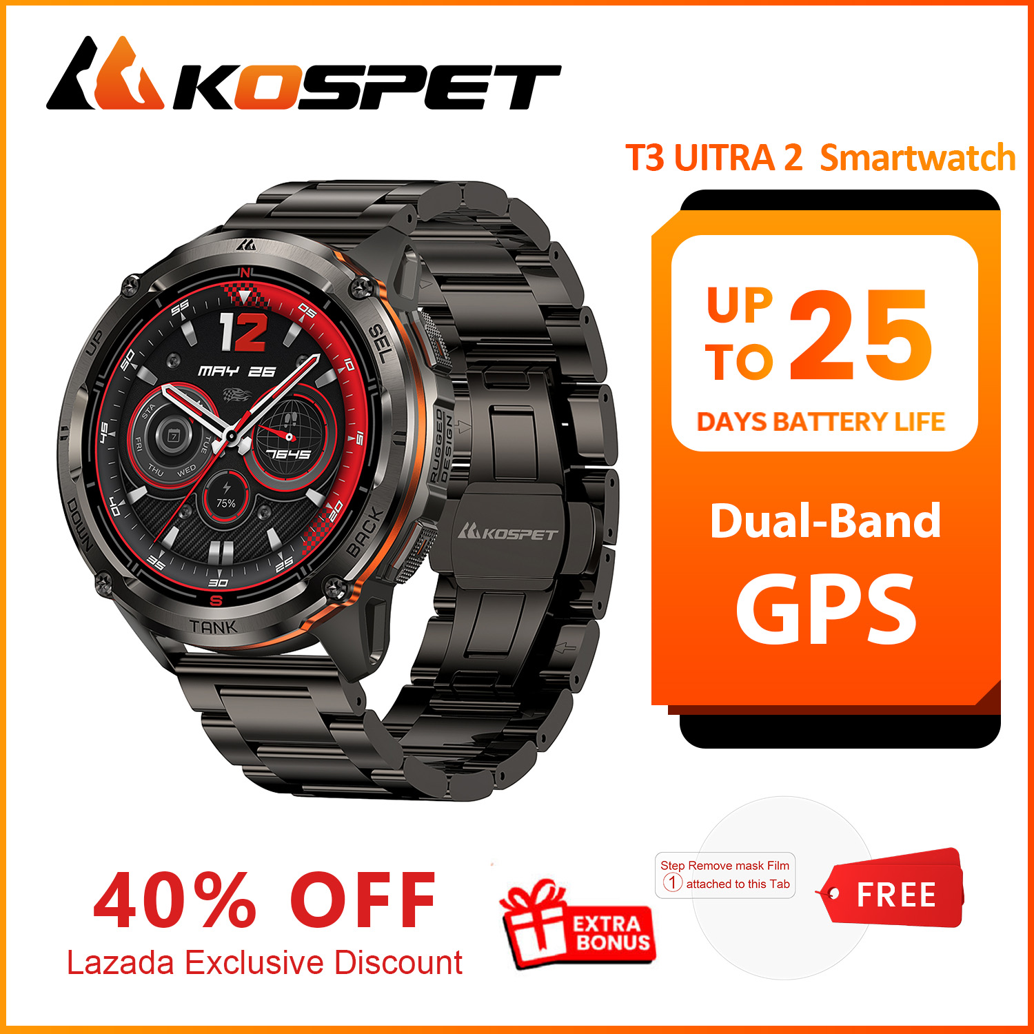 Smartwatch Premium Watches For Men - 2026 Nowy inteligentny zegarek GPS KOSPET