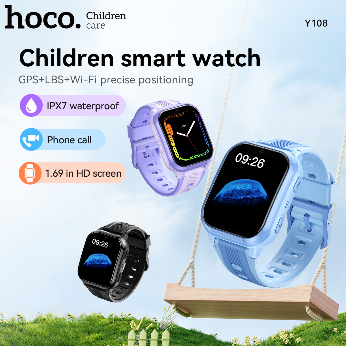Smartwatch Watches For Kid Boy Waterproof - HOCO Y108 1.69-calowy zakrzywiony ekran dotykowy