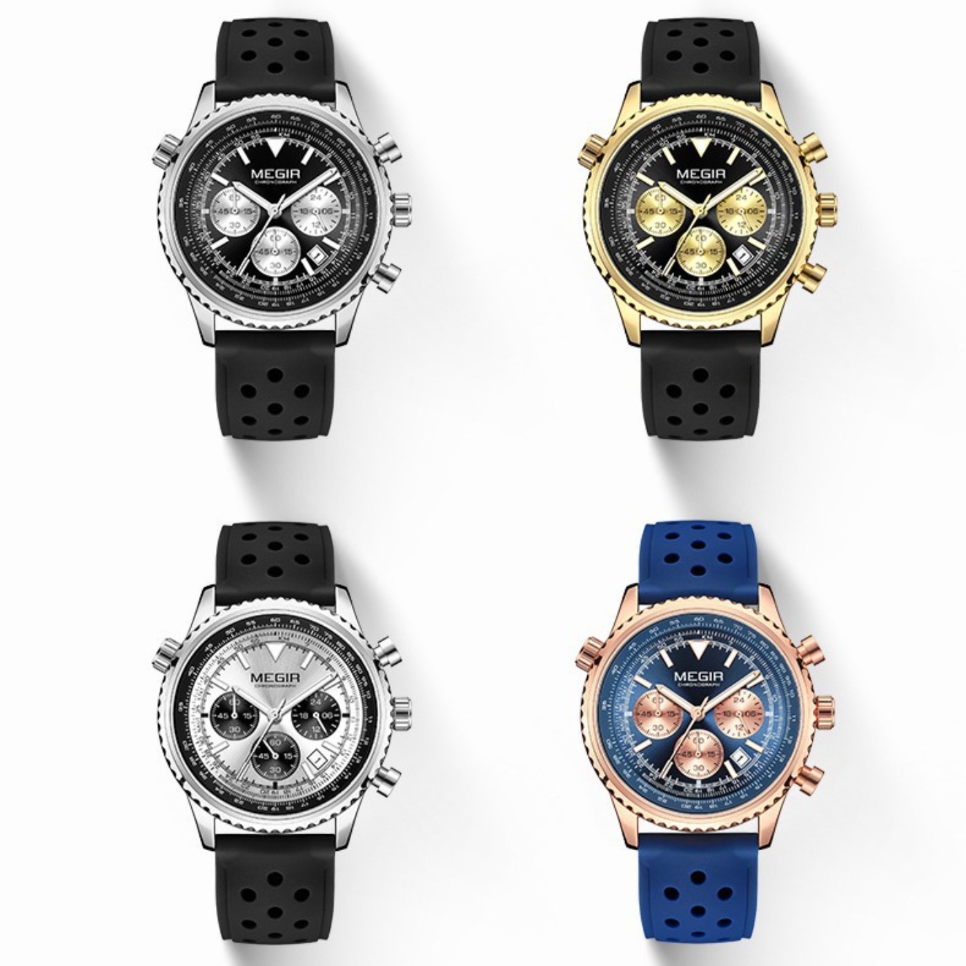 MEGIR Srebrno-Czarny Zegarek K – Chronograph Sport Watch recenzja i cena